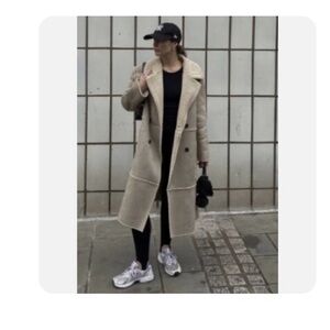 Zara Faux Suede Shearling Detail Coat